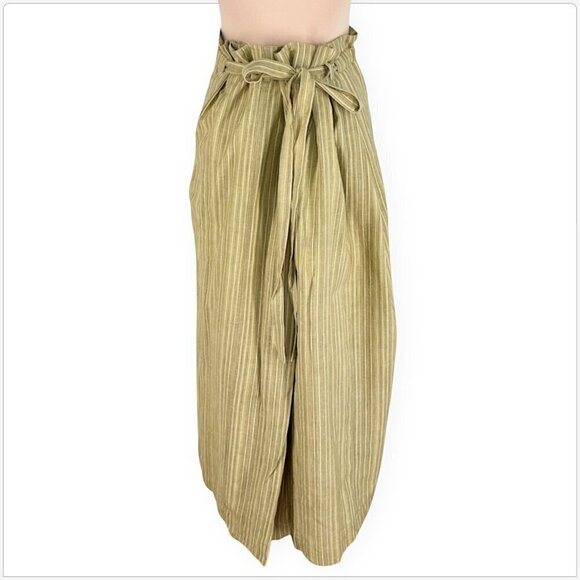 J. Peterman Vintage Gold Cream Stripe That's A Wrap Skirt Summer Midi NWT NEW L - Picture 1 of 3